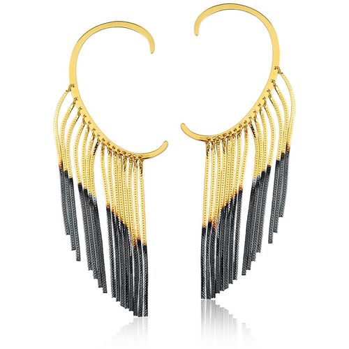 Brinco Franja Ear Cuff Chains - Coleção Krypton Banho: Ródio Negro