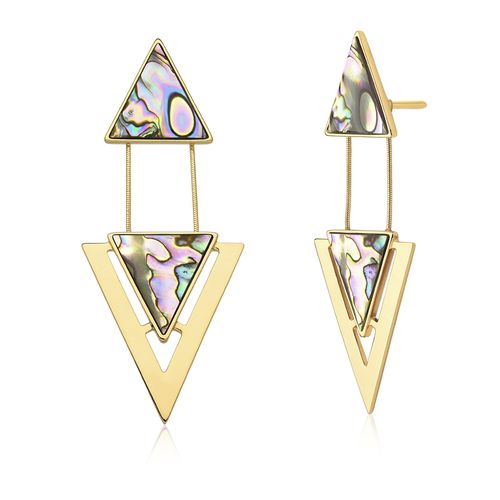 Brinco Two Pieces - Abalone - Coleção Geometric Banho: Folheado a Ouro