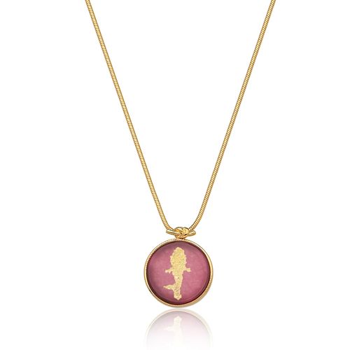 Colar Medalha - Marsala - Coleção Lolinha Princesa do Mar Banho: Folheado a Ouro