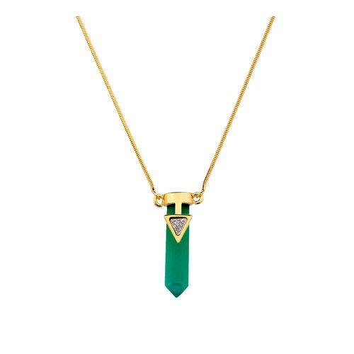 Colar Califórnia - Ágata Verde e Drusa Metalizada - Coleção Califórnia Dreamin Banho: Folheado a Ouro