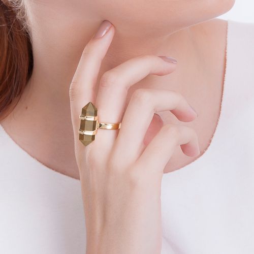 Anel Pierre - Olho de Tigre - Coleção Acquarella Banho: Folheado a Ouro