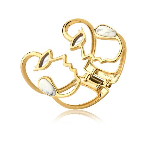 Pulseira Face - Haulita e Espelho - Coleção Reflexo Banho: Folheado a Ouro