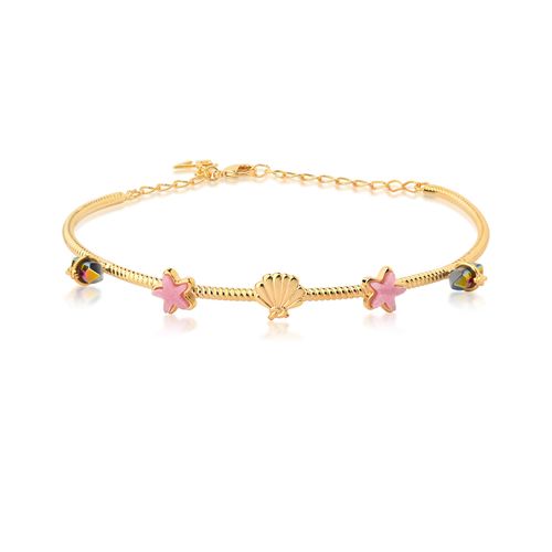 Colar Choker Concha - Marsala e Ágata Multicolorida - Coleção Lolinha Princesa do Mar Banho: Folheado a Ouro