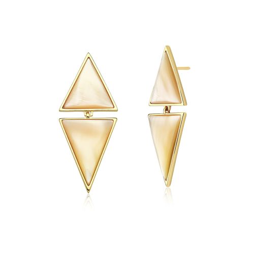 Brinco Small Two Pieces - Madrepérola - Coleção Geometric Banho: Folheado a Ouro