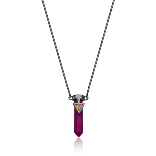 Colar Califórnia - Ágata Pink e Drusa Multicolorida - Coleção Califórnia Dreamin Banho: Ródio Negro