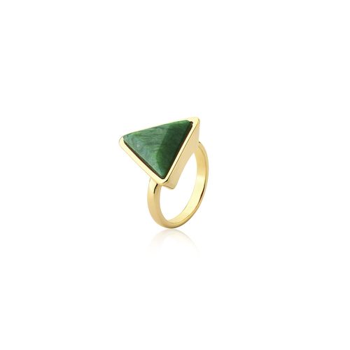 Anel Little Triangle - Amazonita Verde - Coleção Geometric Banho: Folheado a Ouro