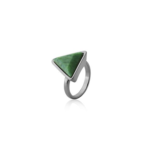 Anel Little Triangle - Amazonita Verde - Coleção Geometric Banho: Ródio Negro