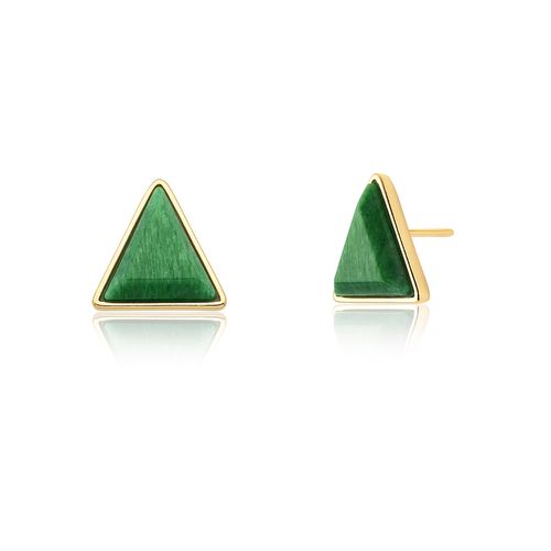 Brinco Triangle - Amazonita Verde - Coleção Geometric Banho: Folheado a Ouro