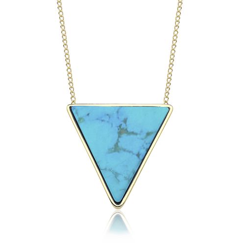 Colar Triangle - Turquesa - Coleção Geometric Banho: Folheado a Ouro