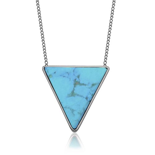 Colar Triangle - Turquesa - Coleção Geometric Banho: Ródio Negro