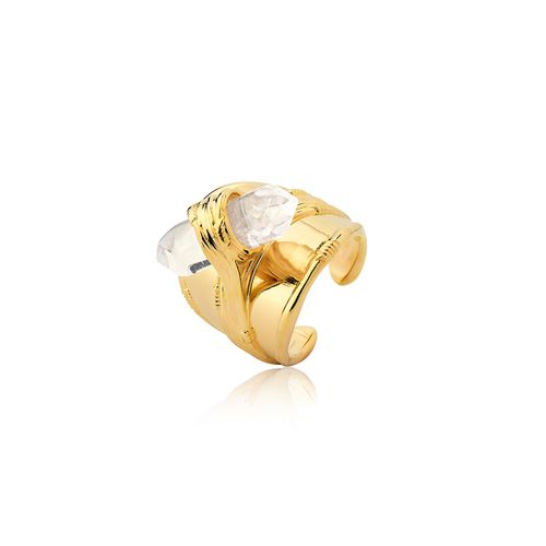 Anel Vintage - Cristal - Coleção Origens Banho: Folheado a Ouro
