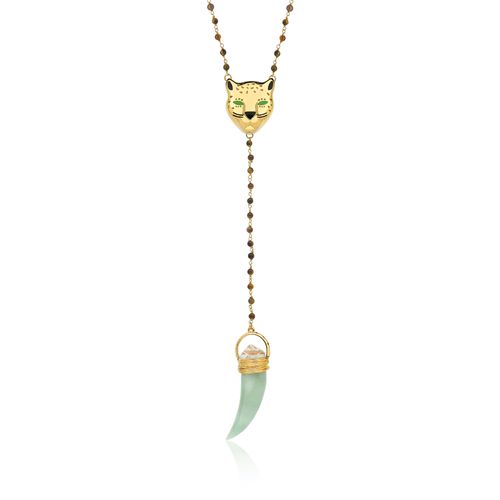 Colar Tercinho - Quartzo Verde e Cristal - Coleção Origens Banho: Folheado a Ouro