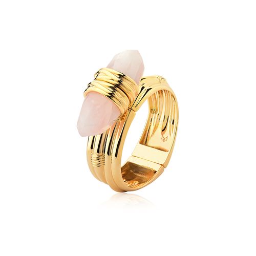 Pulseira Essência - Quartzo Rosa - Coleção Origens Banho: Folheado a Ouro