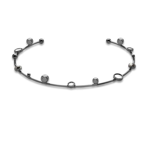 Colar Choker Infinito - Haulita e Espelho - Coleção Reflexo Banho: Ródio Negro