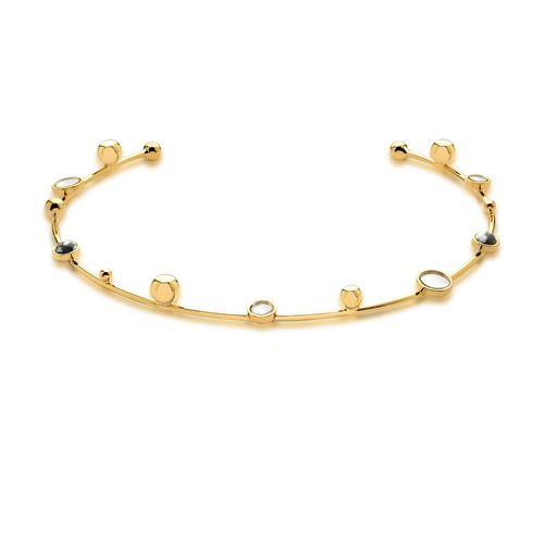 Colar Choker Infinito - Haulita e Espelho - Coleção Reflexo Banho: Folheado a Ouro