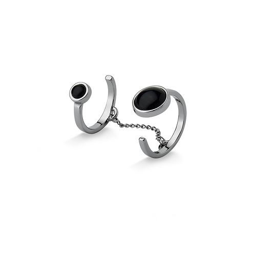 Anel Cuff - Ônix - Coleção Blanc Banho: Ródio Negro