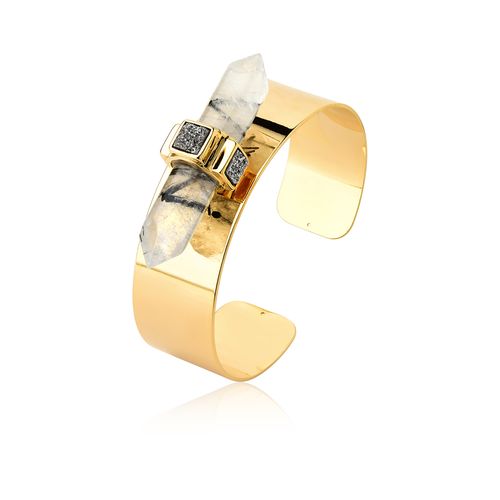 Pulseira Krypton - Cristal Grafitado e Drusa Metalizada - Coleção Krypton Banho: Folheado a Ouro