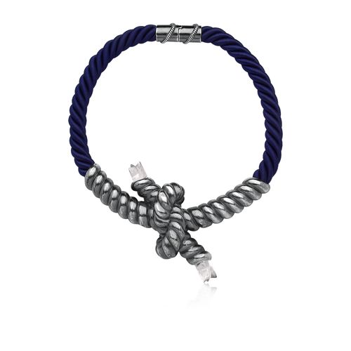 Colar Niord - Cristal e Azul - Coleção Collab MD + PatBo Banho: Ródio Negro