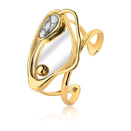 Pulseira Reflexo - Haulita e Espelho - Coleção Reflexo Banho: Folheado a Ouro