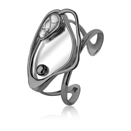 Pulseira Reflexo - Haulita e Espelho - Coleção Reflexo Banho: Ródio Negro