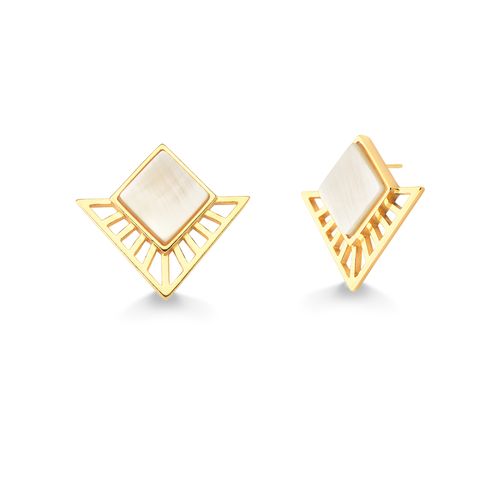 Brinco Galaxy Small - Madrepérola - Coleção Geometric Banho: Folheado a Ouro