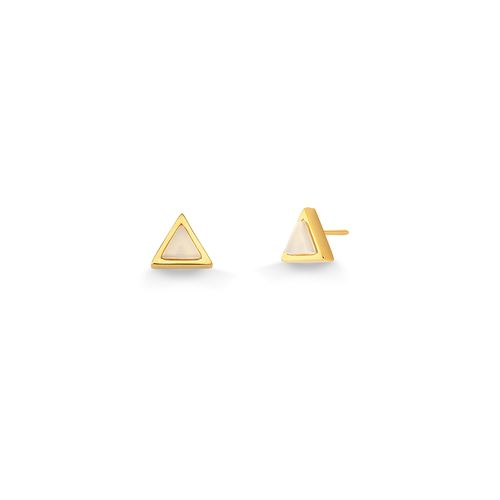 Brinco Petit Triângulo - Ágata Branca - Coleção Geometric Banho: Folheado a Ouro