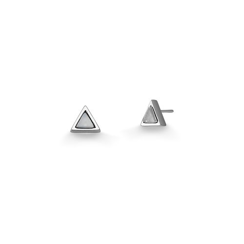 Brinco Petit Triângulo - Ágata Branca - Coleção Geometric Banho: Ródio Negro