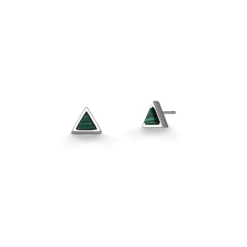 Brinco Petit Triângulo - Malaquita - Coleção Geometric Banho: Ródio Negro