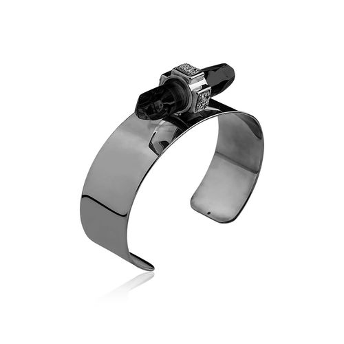 Pulseira Krypton - Ônix e Drusa Metalizada - Coleção Krypton Banho: Ródio Negro