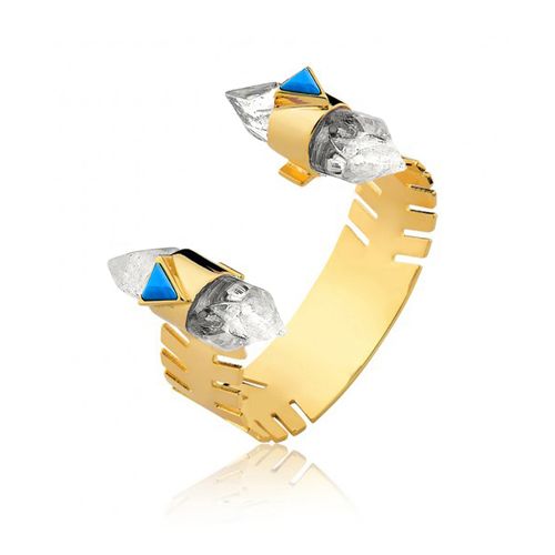 Pulseira Nomad - Cristal e Turquesa - Coleção Boho Tropical Banho: Folheado a Ouro