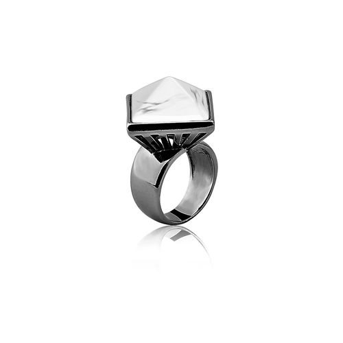 Anel Galaxy - Haulita - Coleção Geometric Banho: Ródio Negro