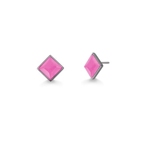 Brinco Tribal - Amazonita Rosa - Coleção Geometric Banho: Ródio Negro