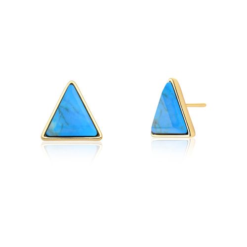 Brinco Triangle - Turquesa – Coleção Geometric Banho: Folheado a Ouro
