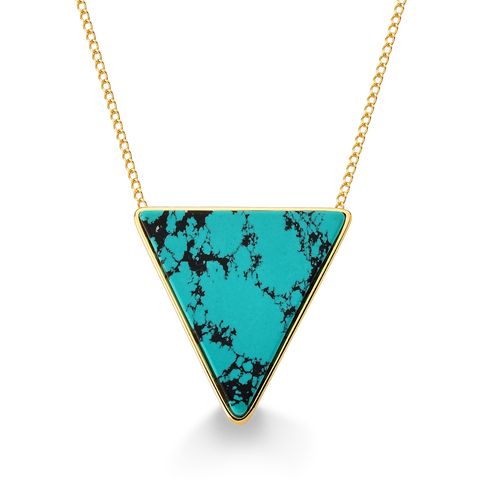 Colar Triangle - Turquesa Mexicana - Coleção Geometric Banho: Folheado a Ouro