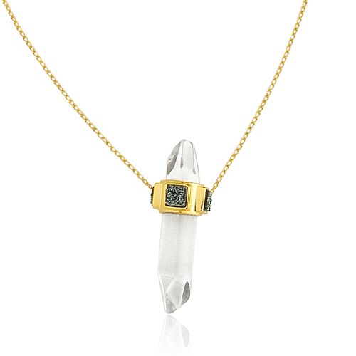 Colar Krypton Slim - Cristal - Coleção Krypton Banho: Folheado a Ouro