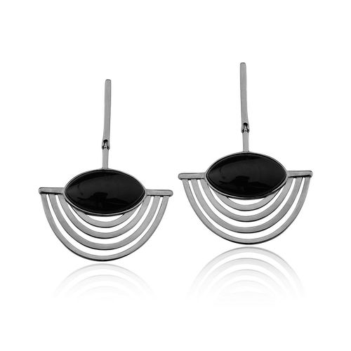 Brinco Line II - Ônix - Coleção Geometric Banho: Ródio Negro