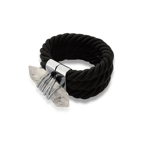 Pulseira Odin - Cristal Grafitado e Cordão Preto - Coleção Collab MD + Patbo Banho: Ródio Negro