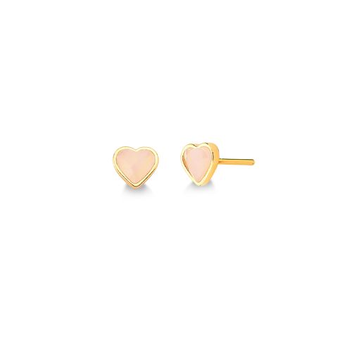 Brinco Petit Coração - Quartzo Rosa - Coleção Daily Banho: Folheado a Ouro