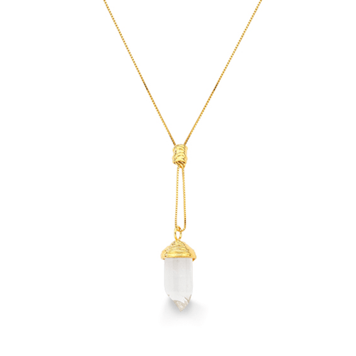 Colar Essência - Cristal Leitoso - Coleção Origens Banho: Folheado a Ouro