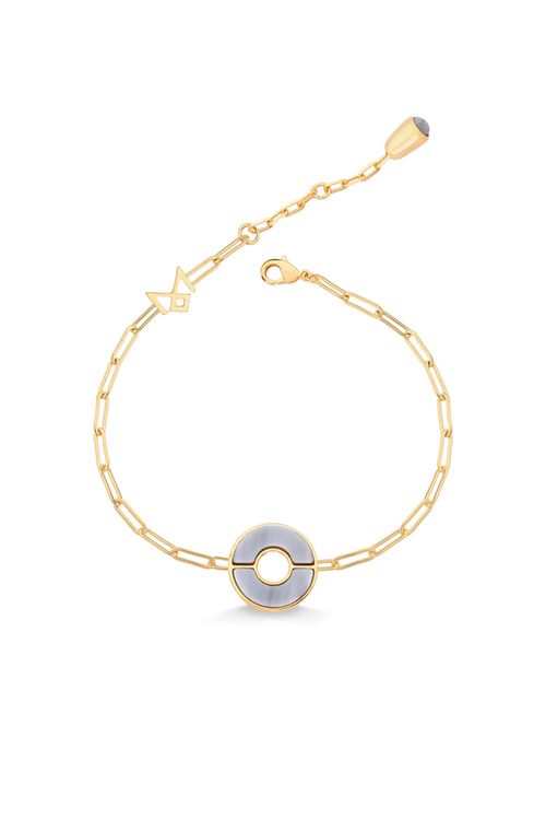 Pulseira Float - Ágata Cinza - Coleção Inéditos Janeiro Banho: Folheado a Ouro