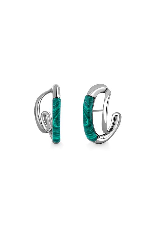 Brinco Float Hoop - Malaquita - Coleção Inéditos Janeiro Banho: Ródio Negro
