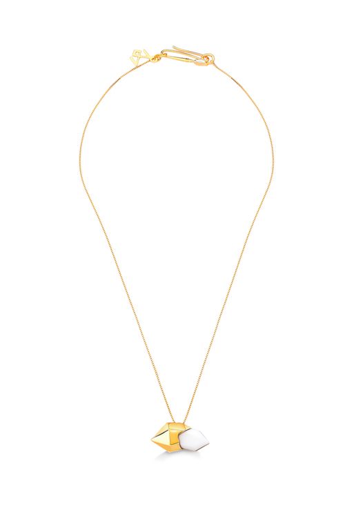 Colar Petit Braque - Porcelana Branca e Esmalte Branco - Coleção Galeria Banho: Folheado a Ouro