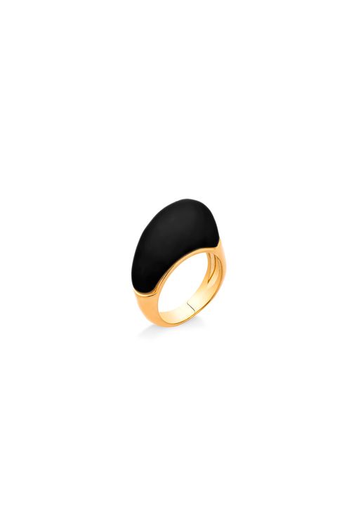 Anel Sensatez - Obsidiana Preta - Coleção Reset Banho: Folheado a Ouro