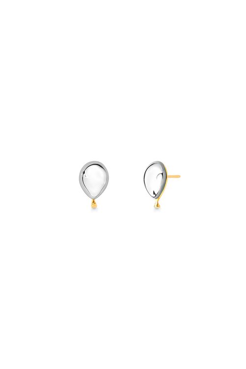 Brinco Little Balloon - Ágata Cinza Metalizada - Coleção Viva Essa Festa Banho: Folheado a Ouro