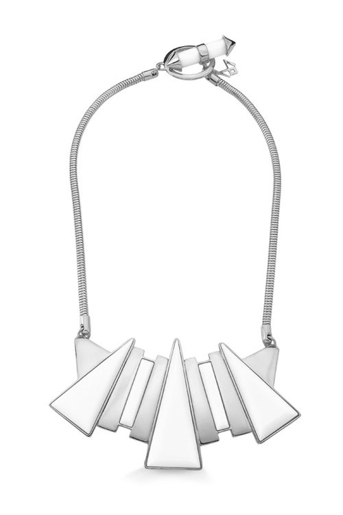 Colar Corrente Extra Triangle - Porcelana Branca - Coleção Geometric Banho: Ródio Negro