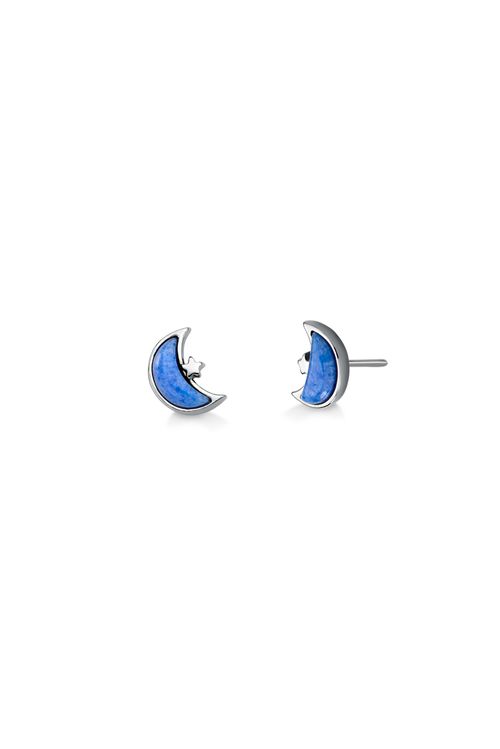 Brinco Noite - Quartzo Azul Anil - Coleção Conexão Banho: Ródio Negro