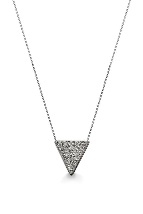 Colar Triangle - Drusa Metalizada - Coleção Geometric Banho: Ródio Negro