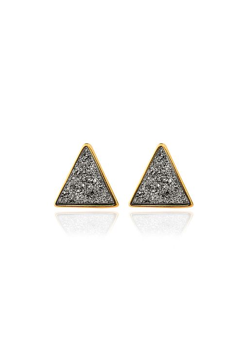 Brinco Triangle - Drusa Metalizada – Coleção Geometric Banho: Folheado a Ouro