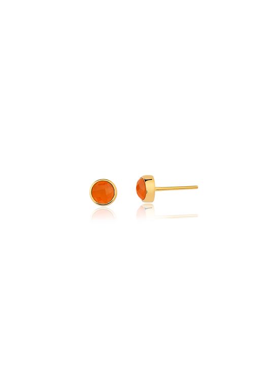 Brinco Petit Redondo - Feldspato Laranja - Coleção Daily Banho: Folheado a Ouro