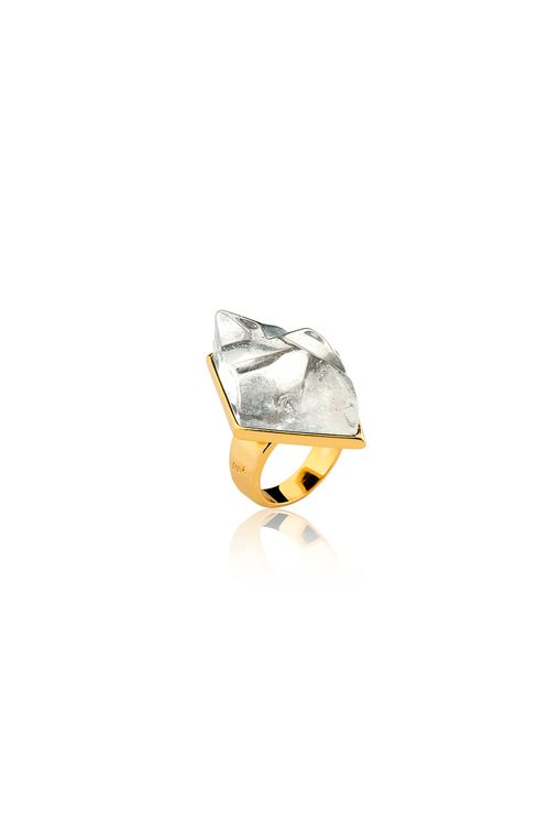 Anel Futuro Bold - Cristal - Coleção Krypton Banho: Folheado a Ouro
